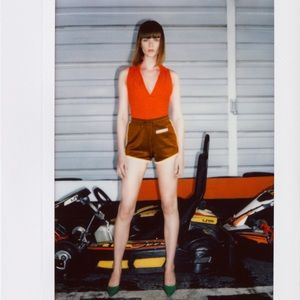 Zara bright Orange collared crop top